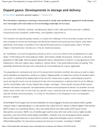 Dopant Gases: Developments in Storage and Delivery | Features | Gasworld Page 1 of 3