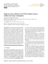 Single-Precision Arithmetic in ECHAM Radiation Reduces Runtime and Energy Consumption