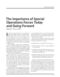 The Importance of Special Operations Forces Today and Going Forward Steven P