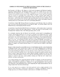 1 Address to the Knesset on the Inaugural Event of The