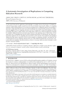 42 a Systematic Investigation of Replications in Computing