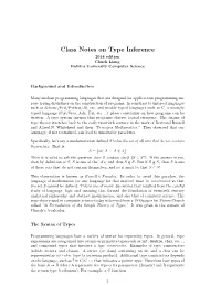 Class Notes on Type Inference 2018 Edition Chuck Liang Hofstra University Computer Science