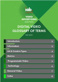 Digital Video Glossary of Terms July 2019
