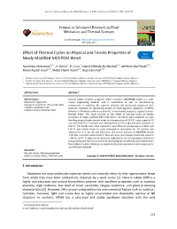 Effect of Thermal Cycles on Physical and Tensile Properties of Open Newly Modified NR/EPDM Blend Access