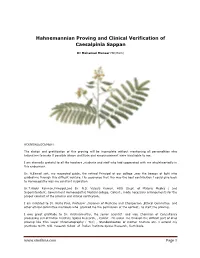 Hahnemannian Proving and Clinical Verification of Caesalpinia Sappan