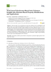 Neat Linear Polysiloxane-Based Ionic Polymers: Insights Into Structure-Based Property Modiﬁcations and Applications