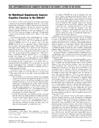 Do Nutritional Supplements Improve Cognitive Function in the Elderly?