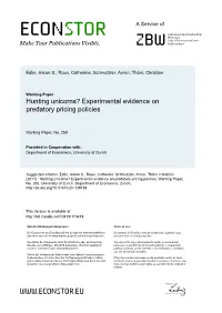 Experimental Evidence on Predatory Pricing Policies