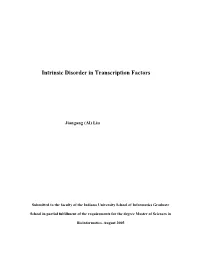 Natively Unstructured in Transcription Factors