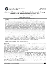 Alteration of Class Structure in Folk Drama: a Critical Analysis of Staging