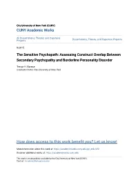 Assessing Construct Overlap Between Secondary Psychopathy and Borderline Personality Disorder