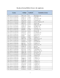 Broadcast Stations Held by Parties to the Application
