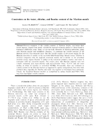 Constraints on the Water, Chlorine, and Fluorine Content of the Martian Mantle