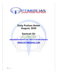 Daily Prelims Notes August, 2020 Santosh