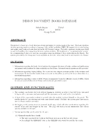 Design Document: Books Database