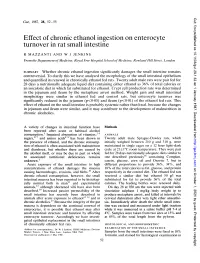 Effect of Chronic Ethanol Ingestion on Enterocyte Turnover in Rat Small Intestine