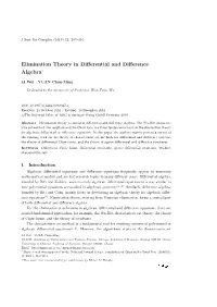 Elimination Theory in Differential and Difference Algebra