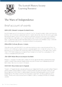 The Wars of Independence Brief Account of Events