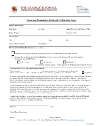 Thesis and Dissertation Electronic Publication Form