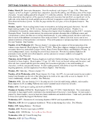 2019 Study Schedule for Aldous Huxley's Brave New World