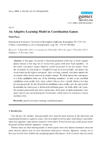 An Adaptive Learning Model in Coordination Games