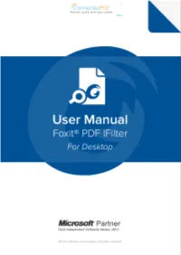 Foxit PDF Ifilter for Desktop User Manual