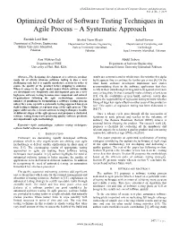 Optimized Order of Software Testing Techniques in Agile Process – a Systematic Approach