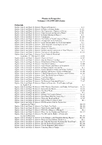 Physics in Perspective Volumes 1-15 (1999-2013) Index Editorials