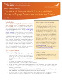 Value of Personal Health Records and Web Portals