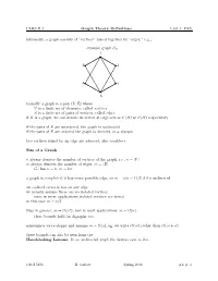 CLRS B.4 Graph Theory Definitions Unit 1: DFS Informally, a Graph