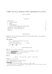 Cohen-Macaulay Modules Over Gorenstein Local Rings