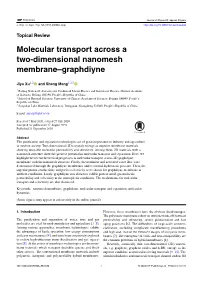 Molecular Transport Across a Two-Dimensional Nanomesh Membrane–Graphdiyne