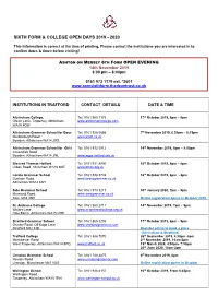 Sixth Form & College Open Days 2019