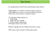 Static Typing, Type Checking Is Performed at Compile Time