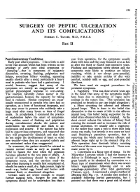 Surgery of Peptic Ulceration and Its Complications Norman C