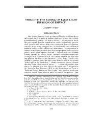 The Fading of False Light Invasion of Privacy