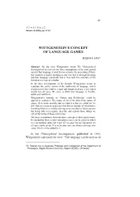 Wittgenstein's Concept of Language Games