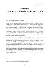 Appendix 6 the Situation of Ethnic Minorities in Laos