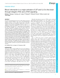 Blood Vitronectin Is a Major Activator of LIF and IL-6 in the Brain Through Integrin–FAK and Upar Signaling Matthew P