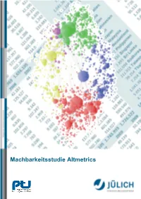 Machbarkeitsstudie Altmetrics Impressum