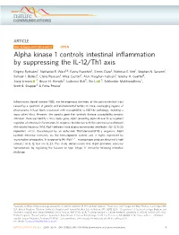 Alpha Kinase 1 Controls Intestinal Infiammation by Suppressing the IL