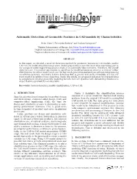 Automatic Detection of Geometric Features in CAD Models by Characteristics