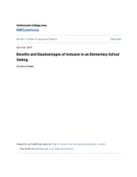 Benefits and Disadvantages of Inclusion in an Elementary School Setting