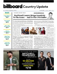 BILLBOARD COUNTRY UPDATE Tom.Roland@Billboard.Com