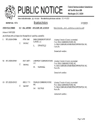 Broadcast Actions 5/12/2020