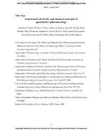 Functional Selectivity and Classical Concepts of Quantitative Pharmacology