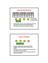 Hop-By-Hop Routing Source Routing