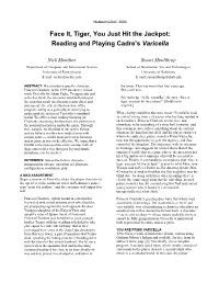 Reading and Playing Cadre's Varicella