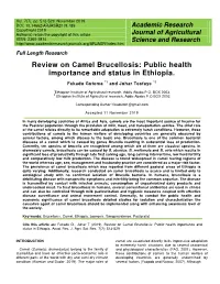 Review on Camel Brucellosis: Public Health Importance and Status in Ethiopia