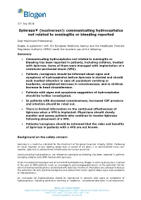 Spinraza (Nusinersen): Communicating Hydrocephalus Not